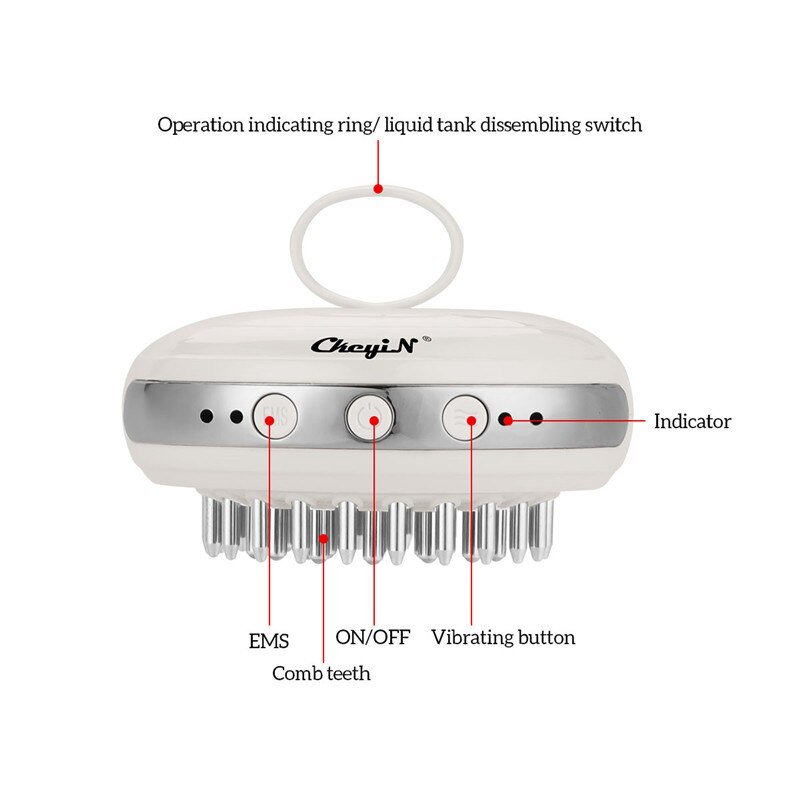Waterproof LED EMS vibration Hairbrush Massager